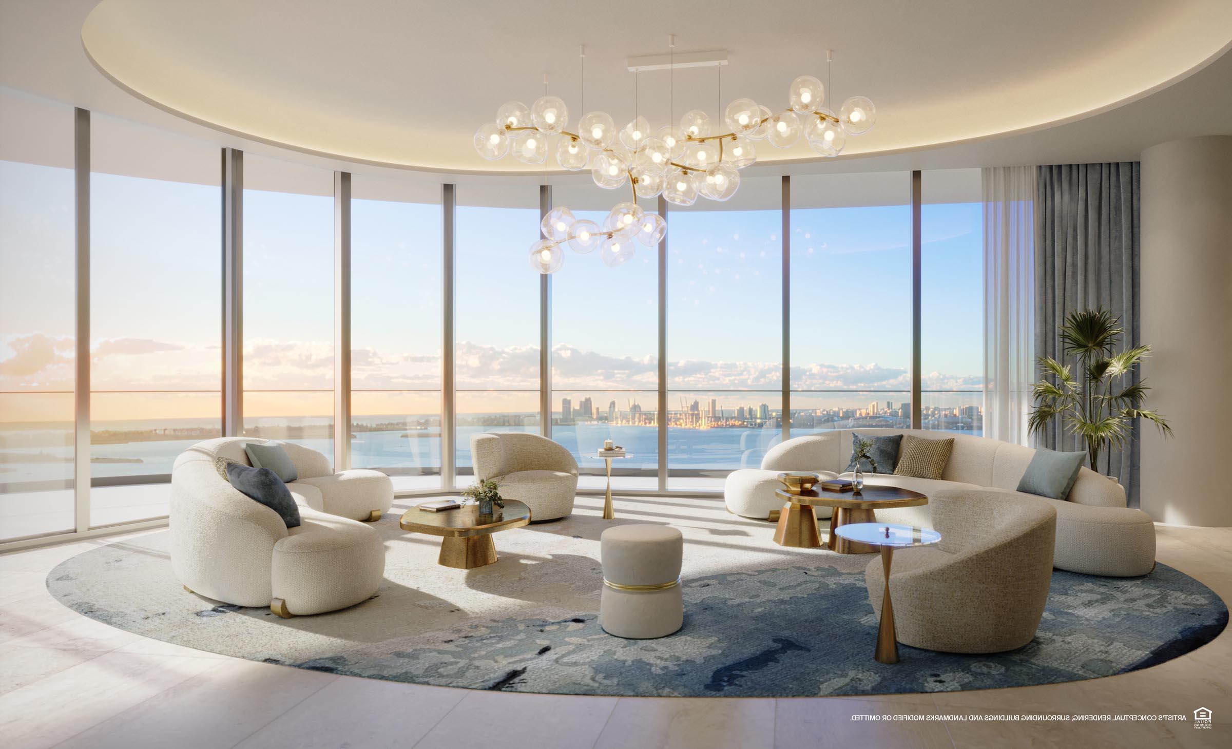 Rendering of St Regis Residences Miami Brickell Penthouse Living Room